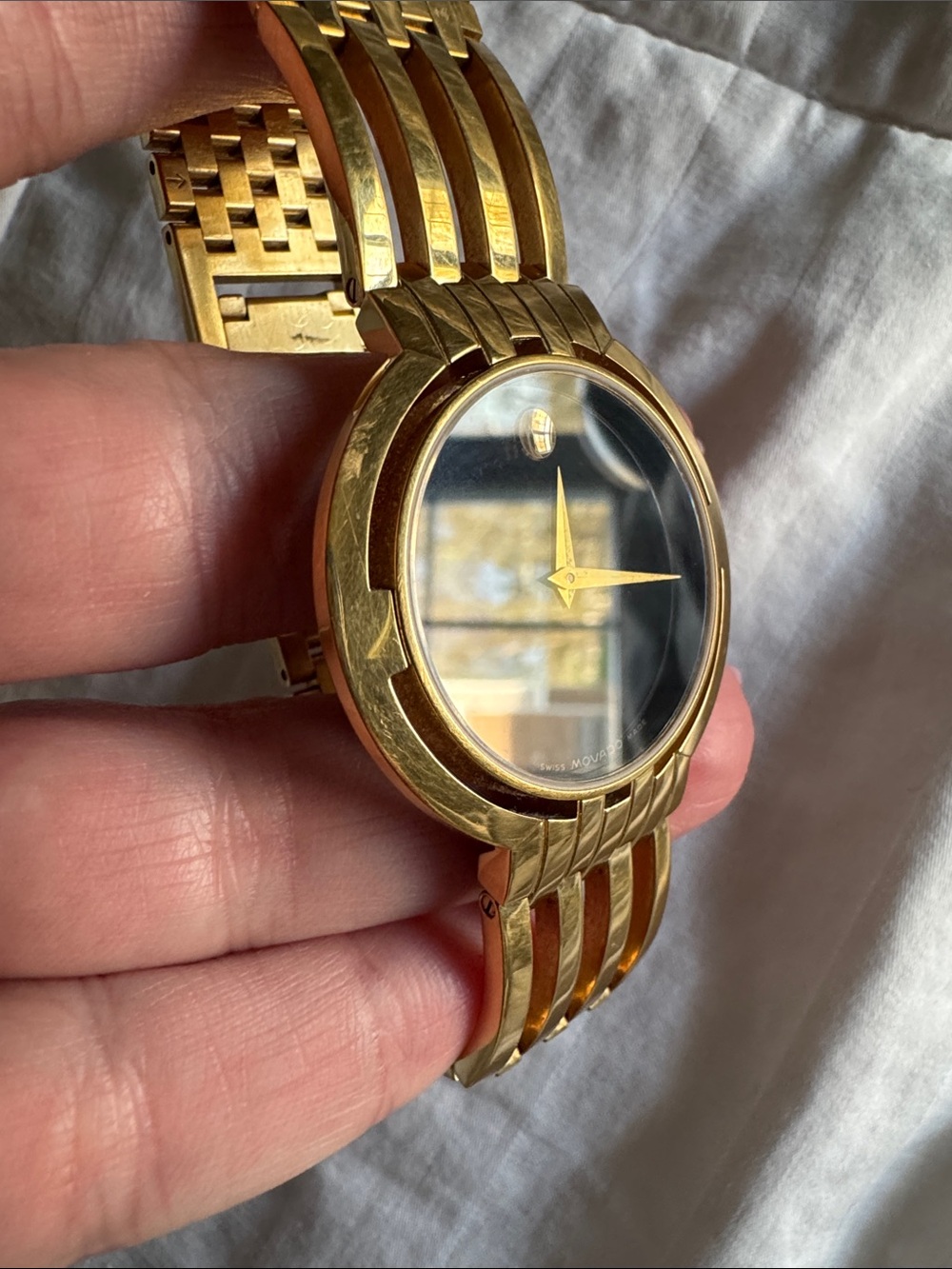Gold Men's Movado Watch with Black face - Picture 5 of 7
